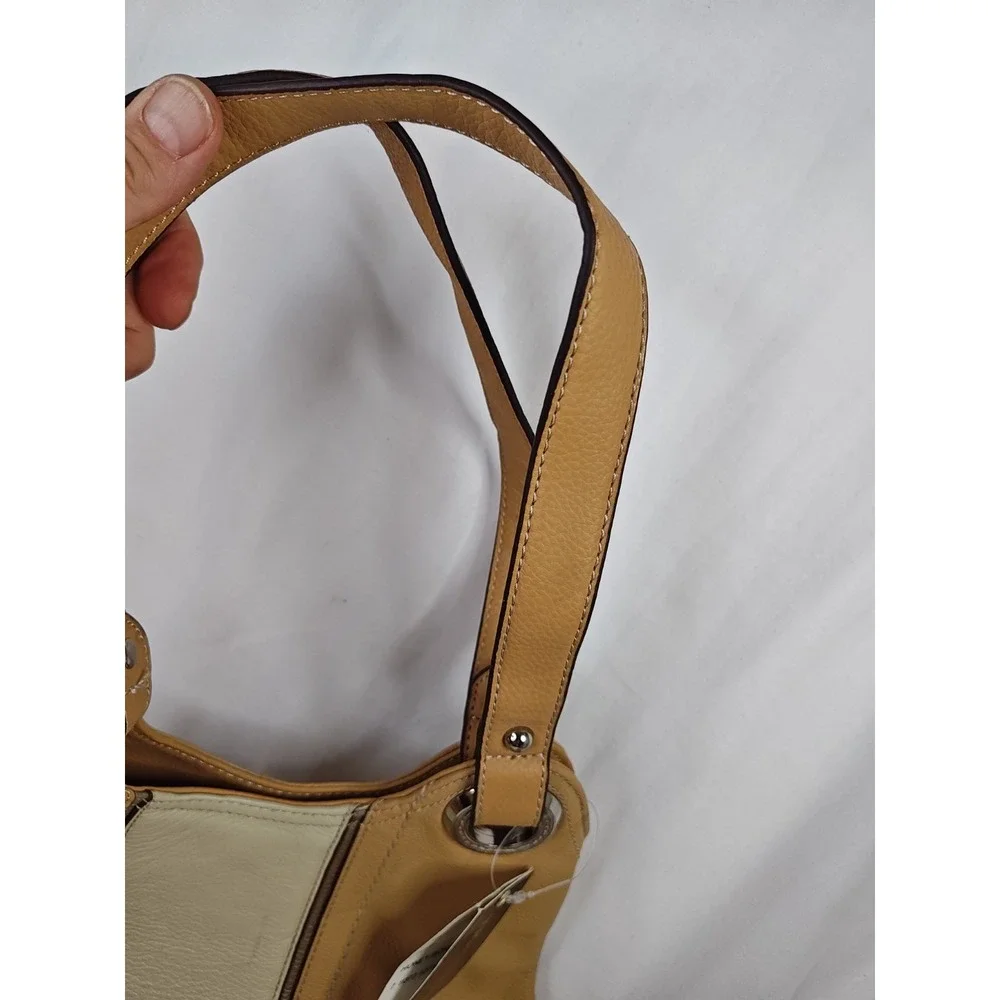 Tignanello Honey Bone Leather Prep School Triple Entry Tote Bag Purse NWT T80220